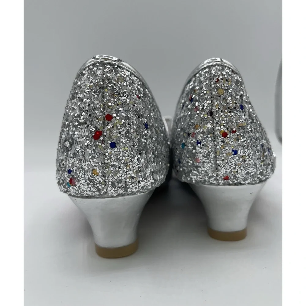 Little Kid Girl Glitter Princess Low Heel Fancy Party Dress Up Shoes Size 10 - Picture 4 of 9